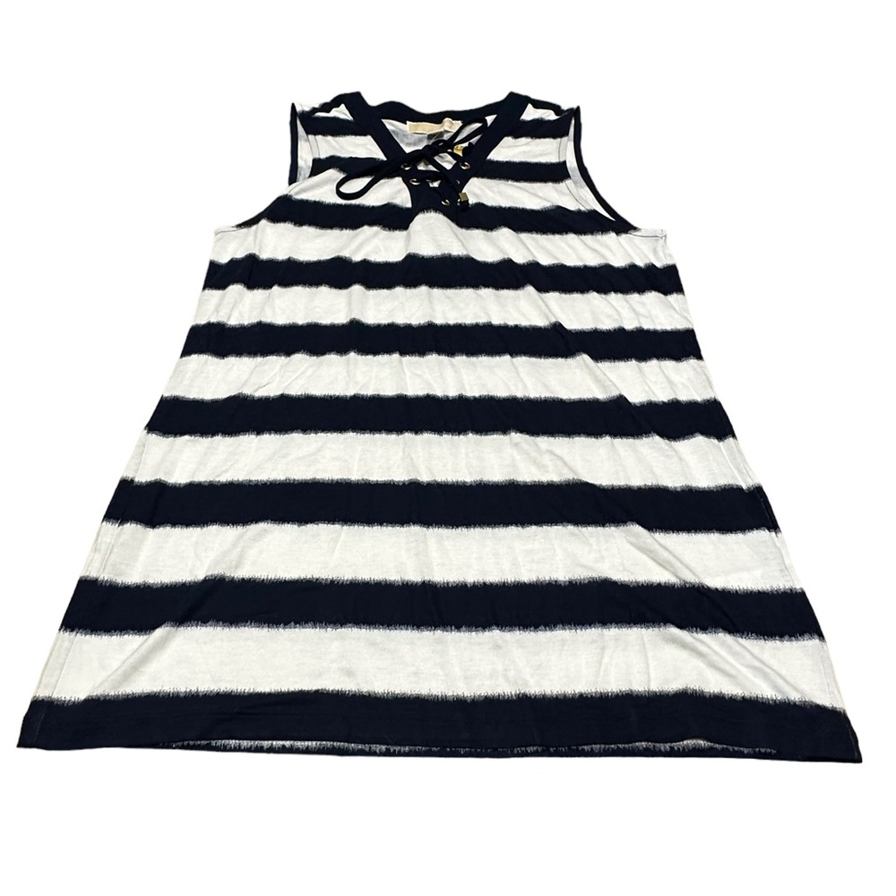 Women’s Michael Kors Sleeveless Navy and White Striped Top